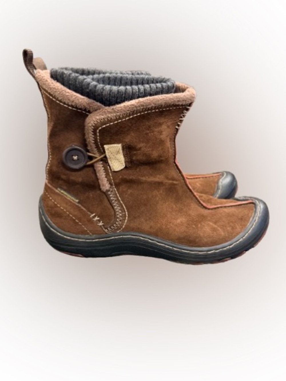 Privo by Clarks Brown Suede Winter Boots Womens 7M Cozy Lined Button Accent